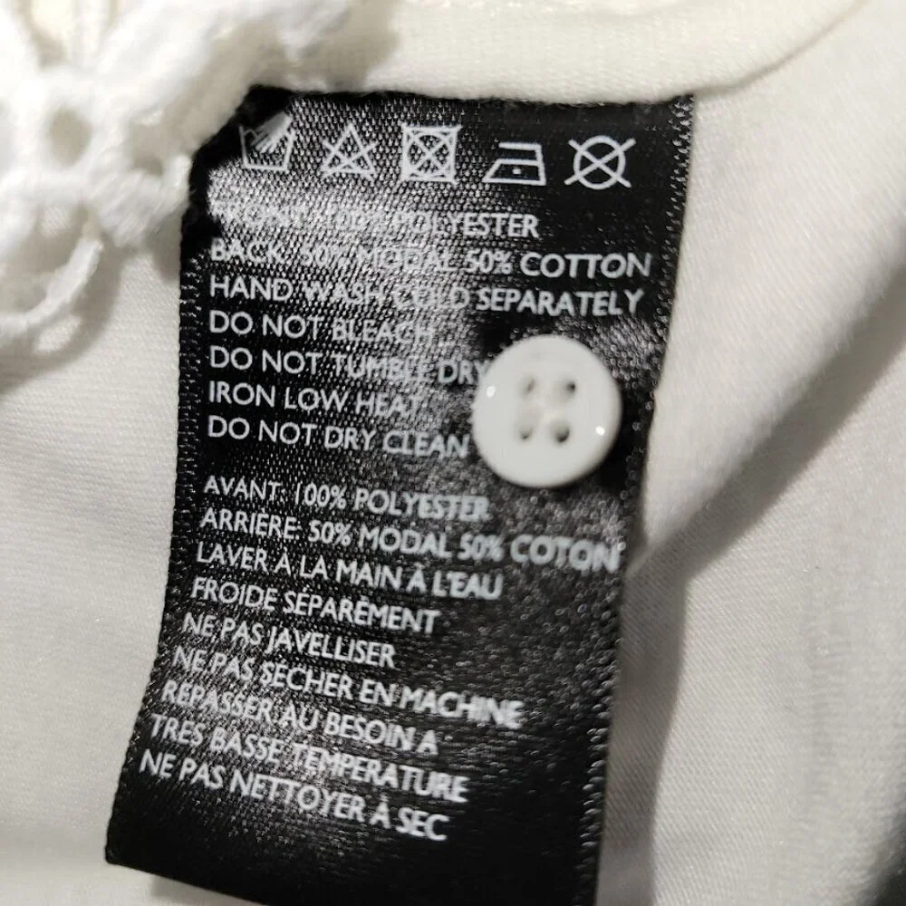 Anthropologie James Coviello Medallion Lace Front  Mock Neck Ivory Blouse SZ SP - Picture 10 of 12